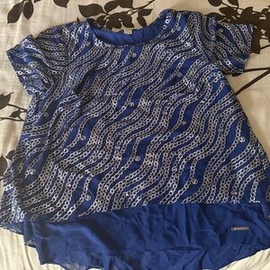 MICHAEL Michael Kors Blue Chain Print Blouse
